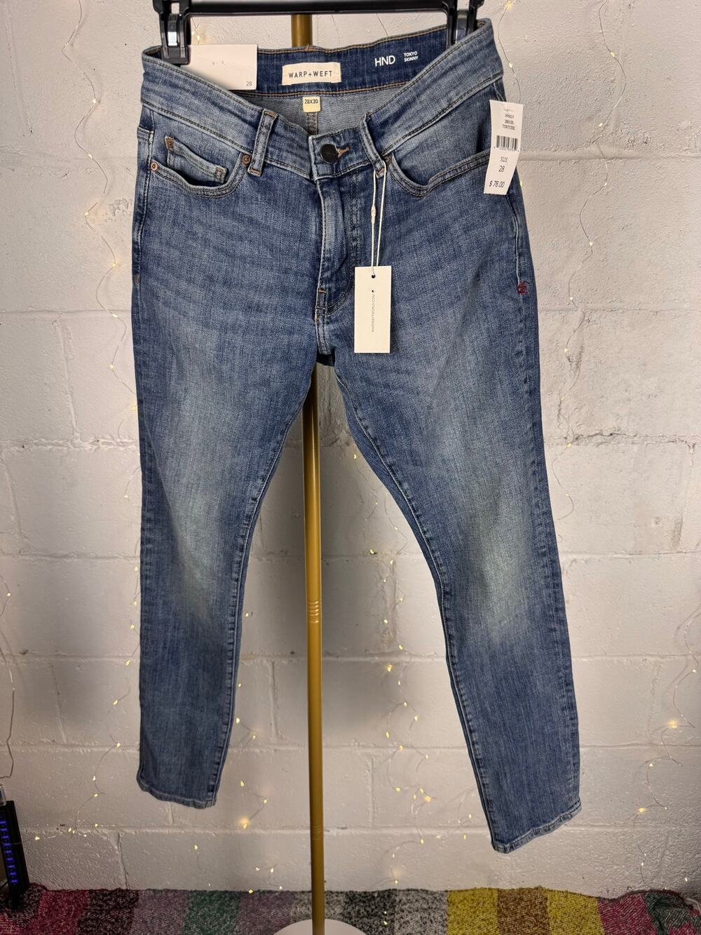 Warp + Weft HND Tokyo Skinny Jeans Women’s 28x30 Tortoise Blue NWT